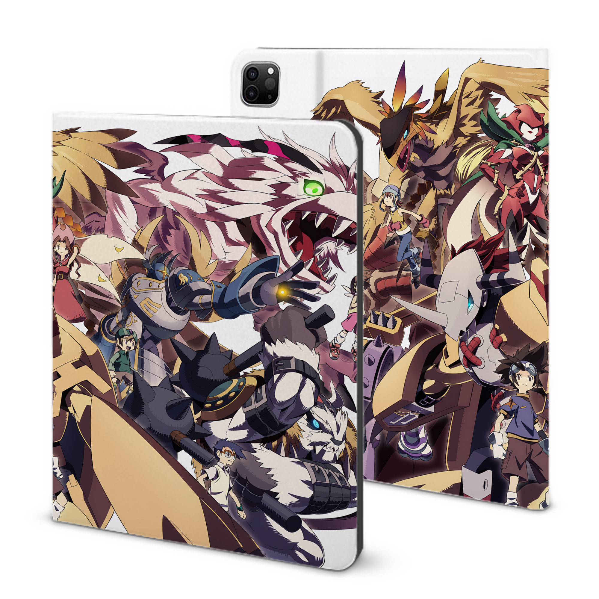 （画像用） Digimon デジタルモンスター/デジモン IPad ケース ブック型 PUレザー TPU 耐衝撃 軽量 薄型 ペン収納なし 全面保護 IPad 各モデル対応